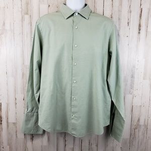 Banana Republic Mens Shirt Green Button Front